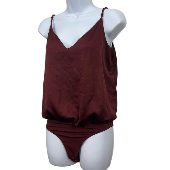 Altar'd State Bodysuit Small burgundy Adjustable Straps Snap - Picture 2 of 10